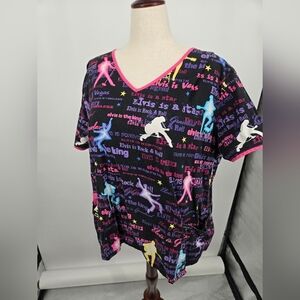 Elvis Presley Colorful Scrub Top 3X (6526)